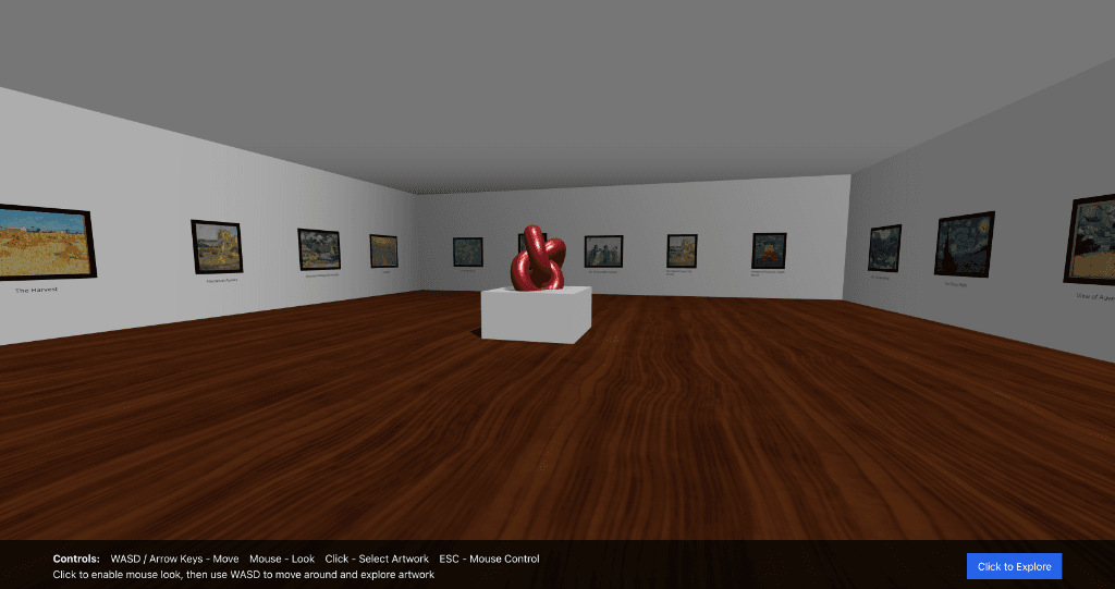 3D Virtual Art Gallery interface preview