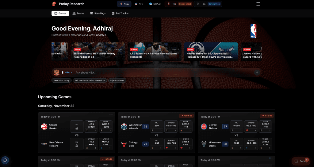 ParlayResearch interface preview